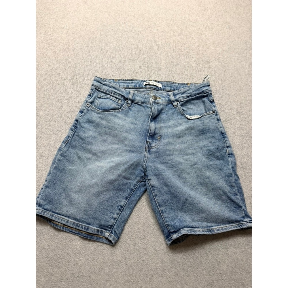 Zara Mens Blue Denim Shorts Medium Wash Five Pocket Casual Size 32